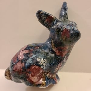 Vintage Chintz Ceramic Decoupage Floral Easter Bunny 5"X3"